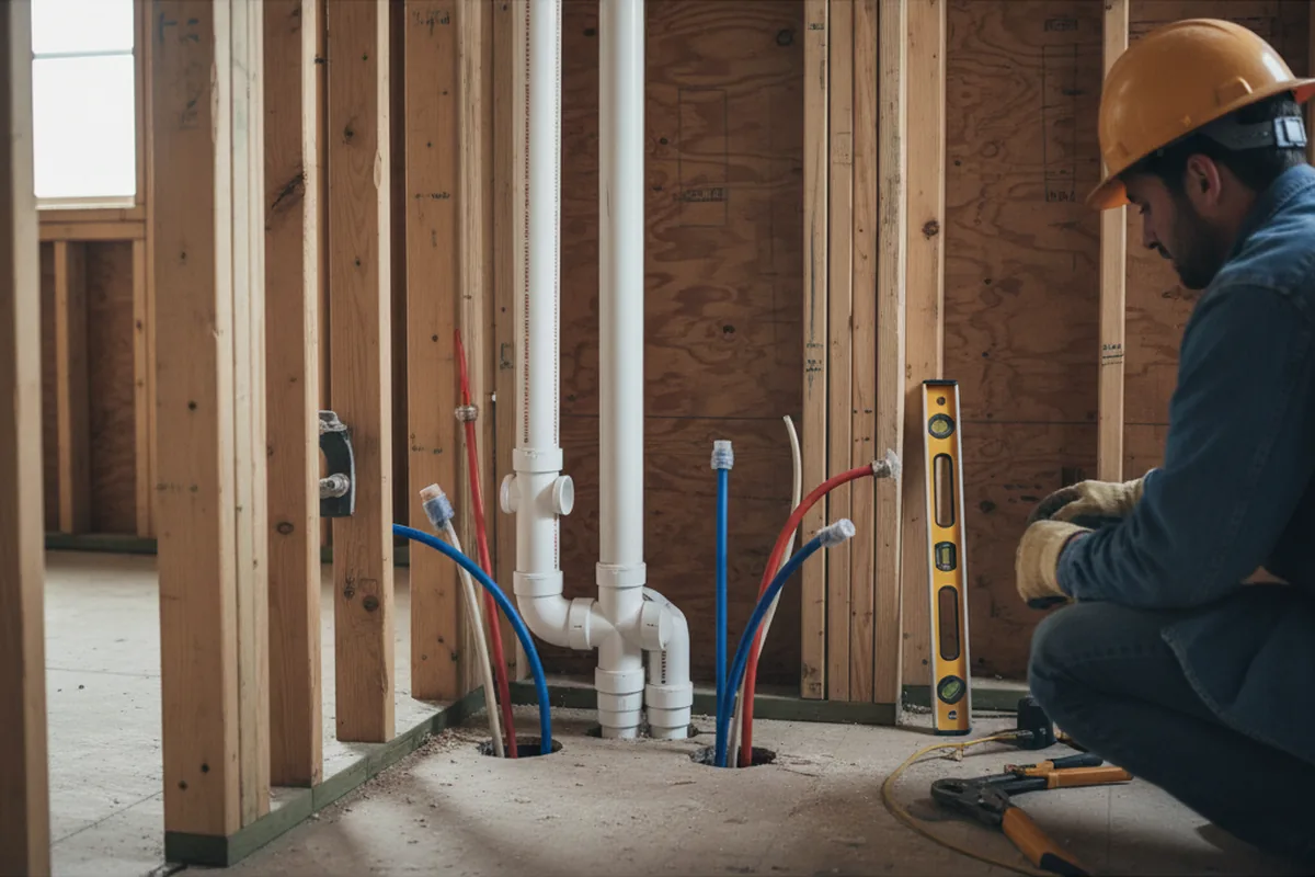 Drain and supply rough-in during Leak Detection in Occidental