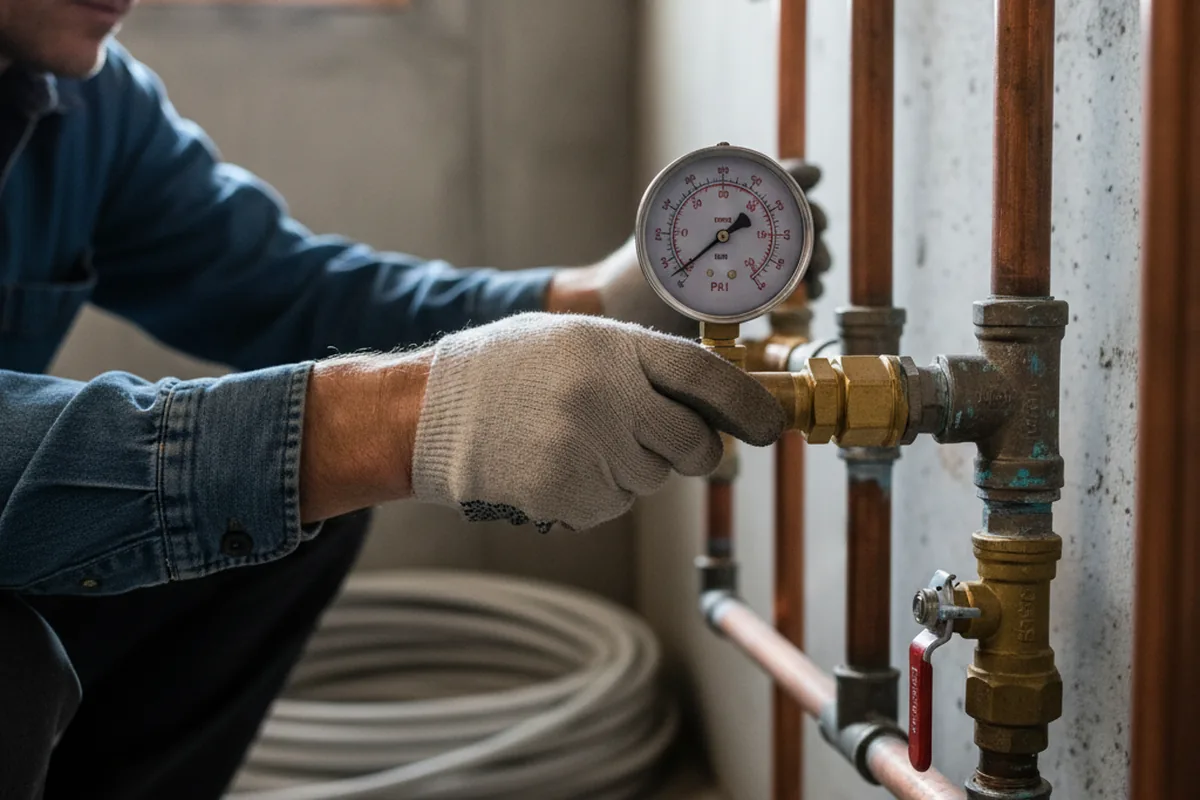 Pressure testing a repaired line during Water Line Repair in Occidental